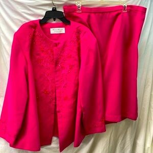 Maxie Klein collection beaded and embroidered 2 piece skirt suit ladies sz 22w